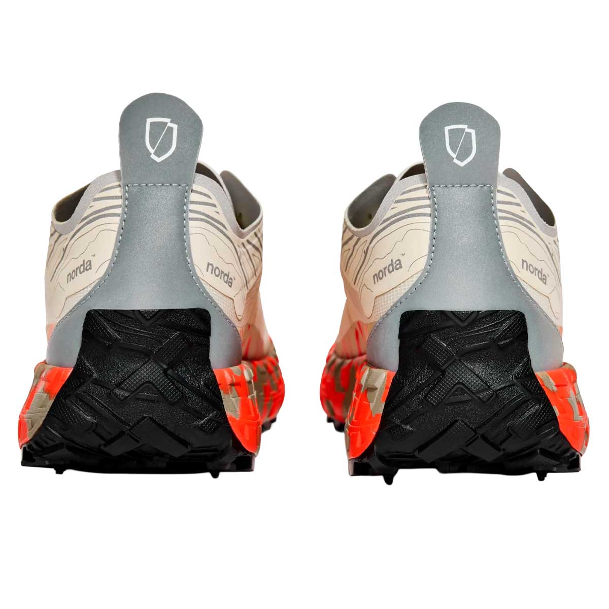 Tenis Norda 001A Trail Running Beige Naranja Mujer