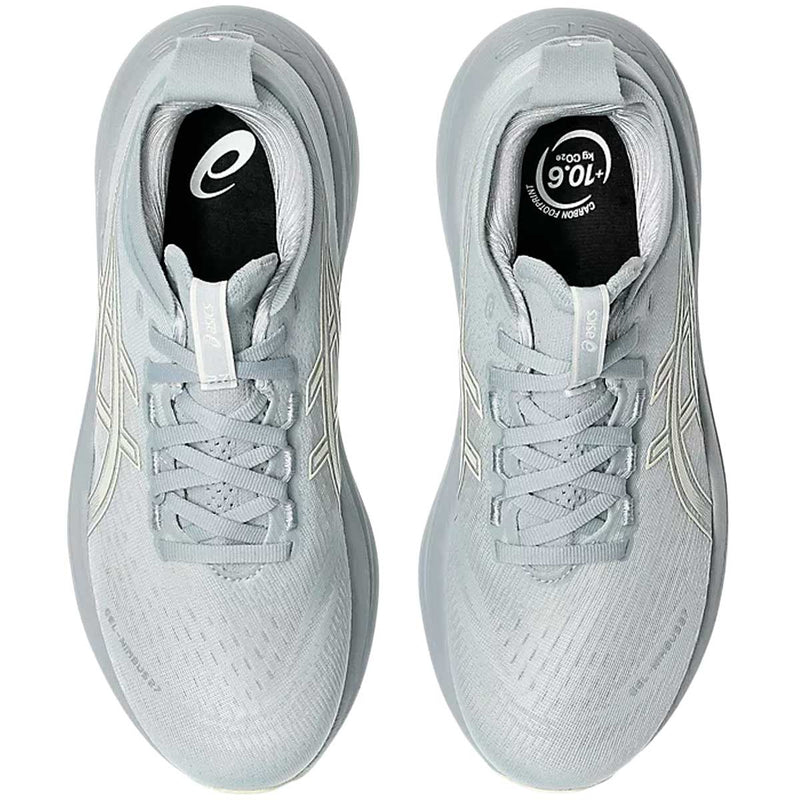 Tenis Asics Running GEL NIMBUS 27 Gris Crema Mujer