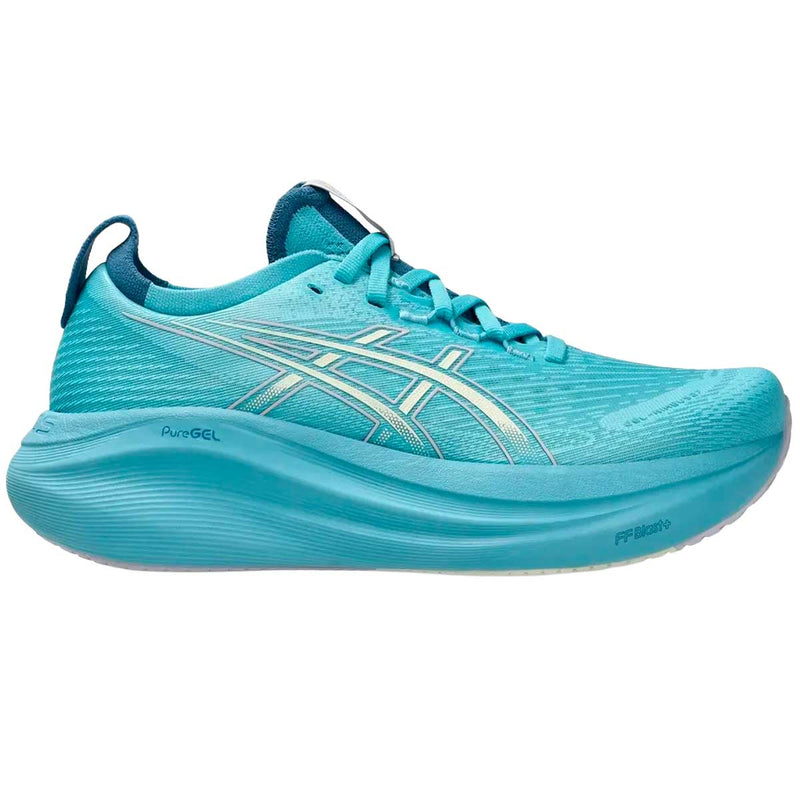 Tenis Asics Running GEL NIMBUS 27 Azul Beige Mujer