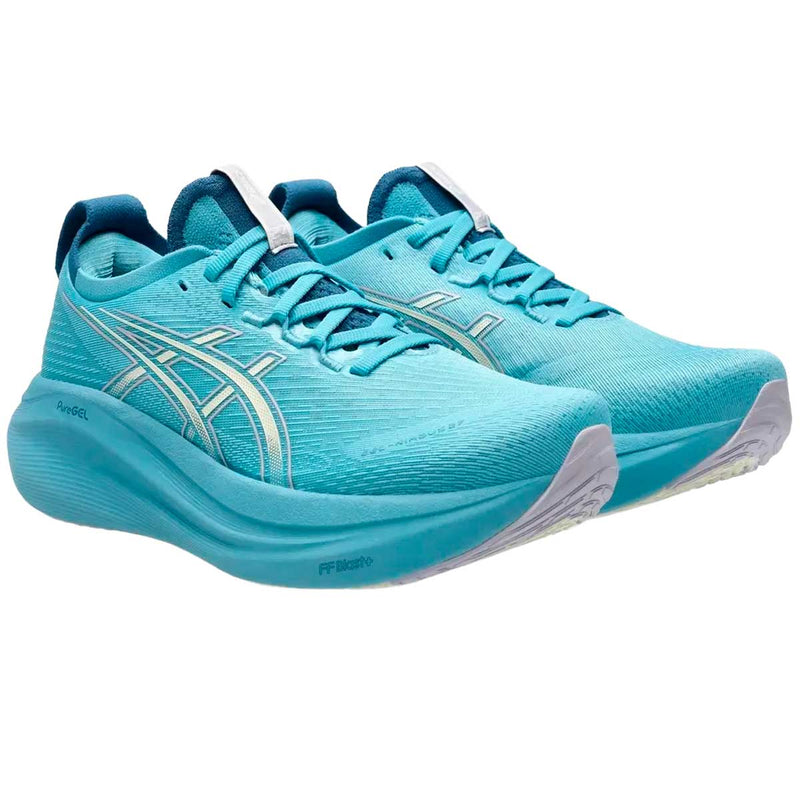 Tenis Asics Running GEL NIMBUS 27 Azul Beige Mujer