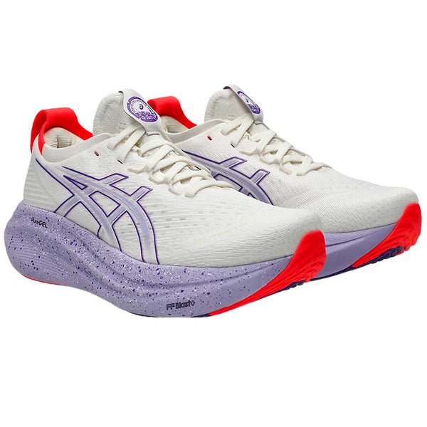 Tenis Asics Running GEL NIMBUS 27 TOKIO Beige Morado Mujer