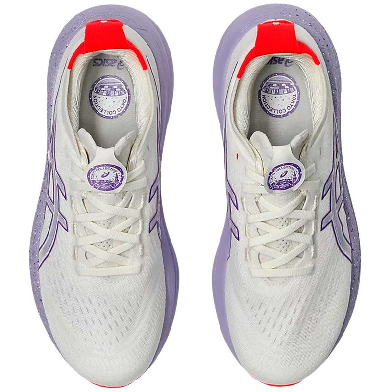 Tenis Asics Running GEL NIMBUS 27 TOKIO Beige Morado Mujer