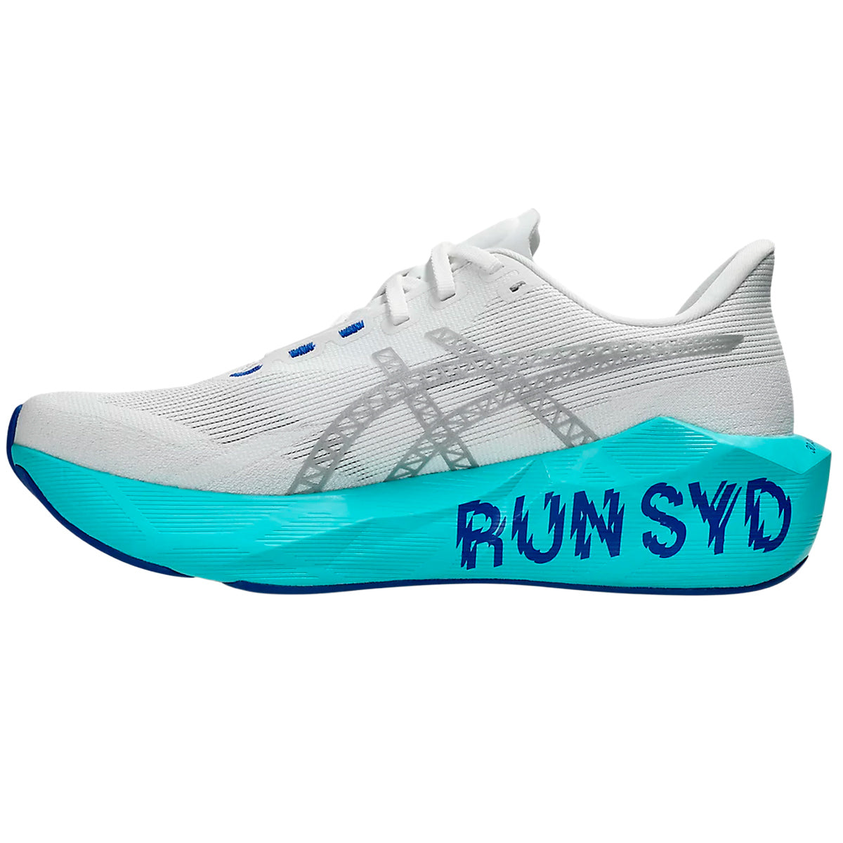 Tenis Asics NOVABLAST 6 SYDNEY Blanco Azul Mujer