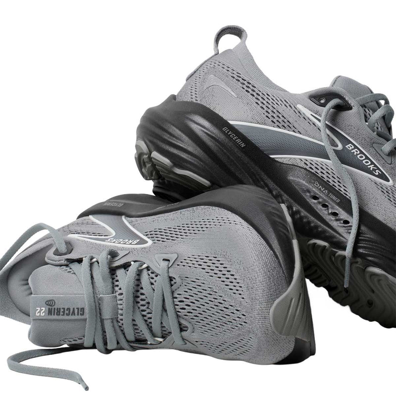 Tenis Brooks Running GLYCERIN 22 Plata Negro Hombre