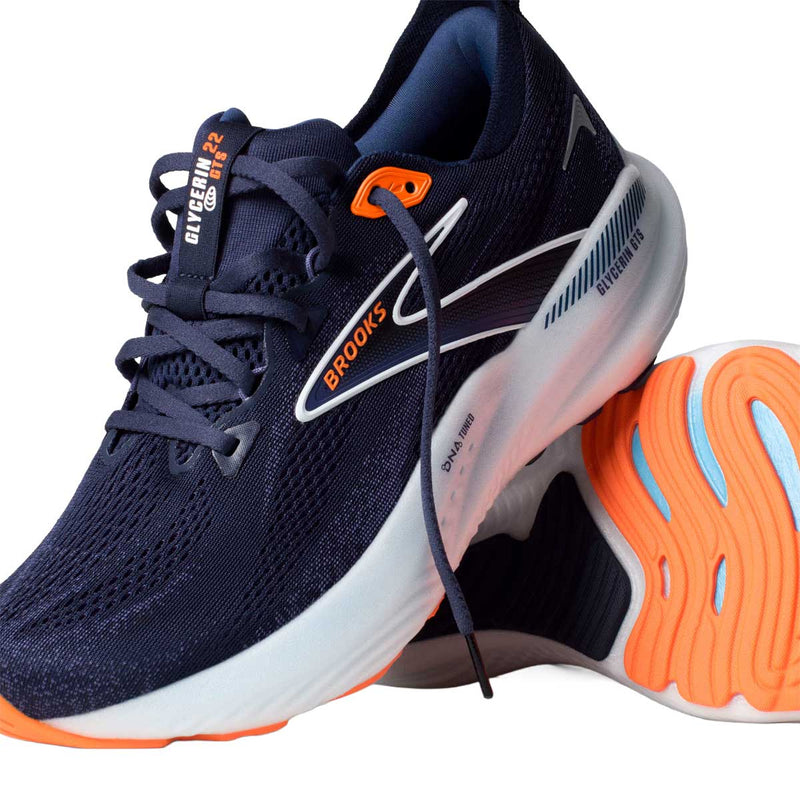 Tenis Brooks GLYCERIN GTS 22 Navy Naranja Hombre