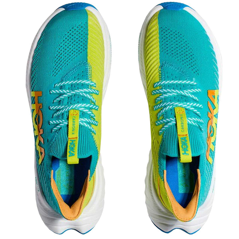 Tenis Hoka Running CARBON X 3 Aqua Amarillo Mujer