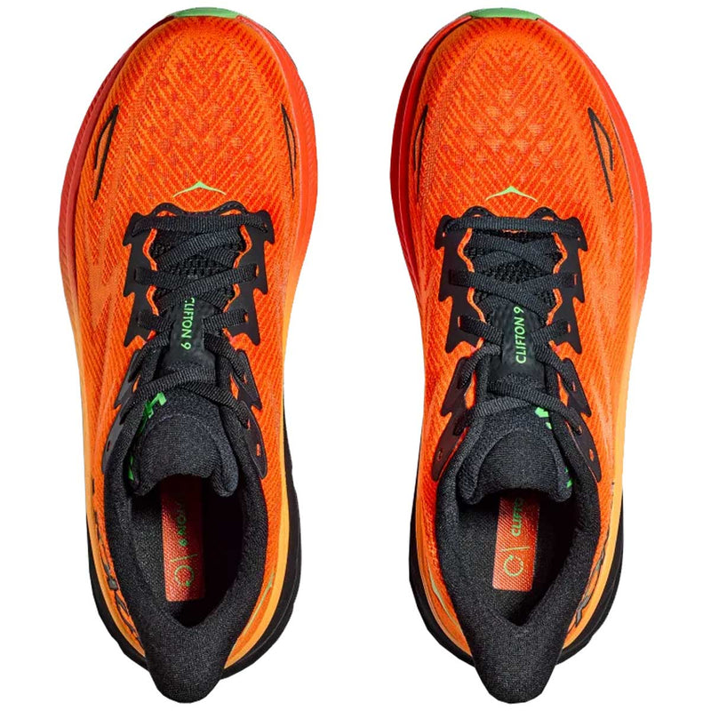 Tenis Hoka CLIFTON 9 Running Naranja Negro Hombre