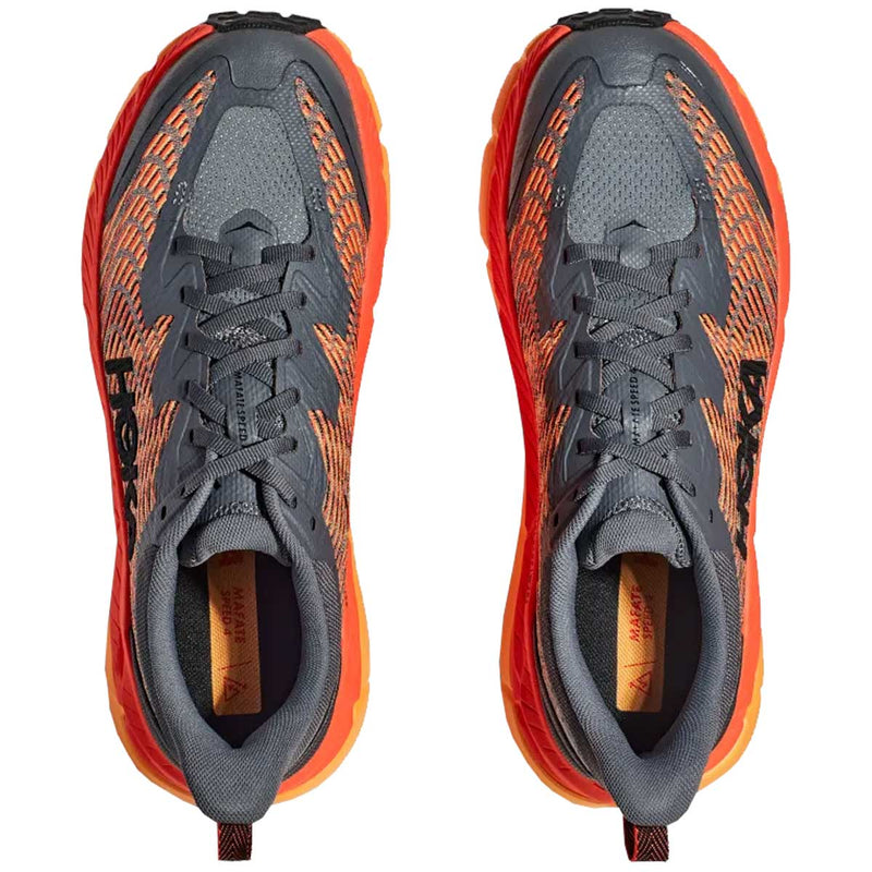 Tenis Hoka MAFATE SPEED 4 Trail Gris Naranja Hombre