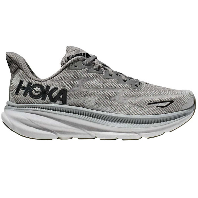 Tenis Hoka CLIFTON 9 WIDE Gris Negro Hombre