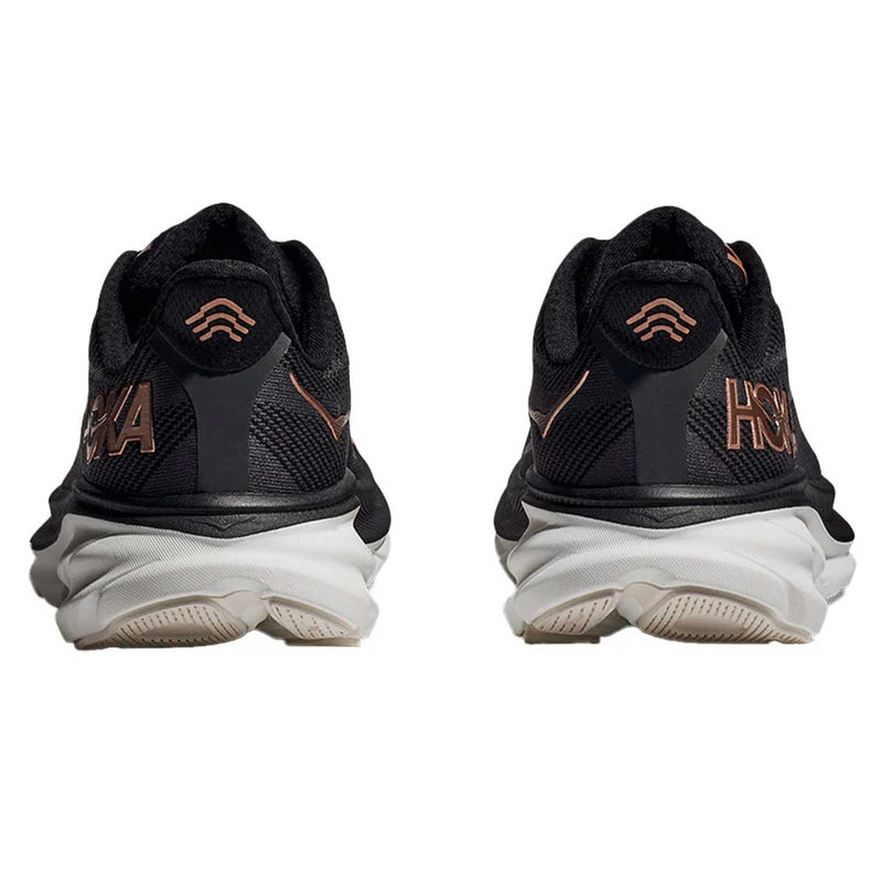 Tenis Hoka CLIFTON 9 WIDE Negro Oro Rosa Mujer