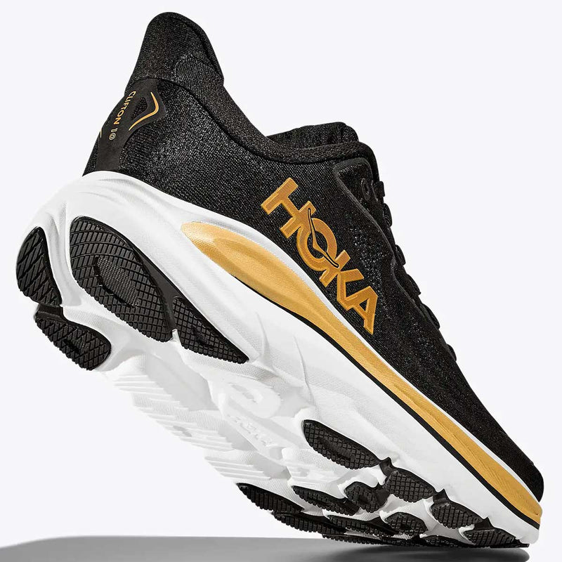 Tenis Hoka CLIFTON 10 Running Negro Gold Mujer