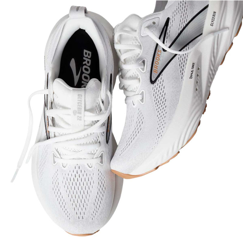 Tenis Brooks Running GLYCERIN 22 Blanco Plata Mujer