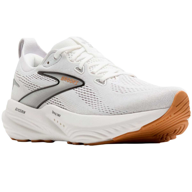 Tenis Brooks Running GLYCERIN 22 Blanco Plata Mujer