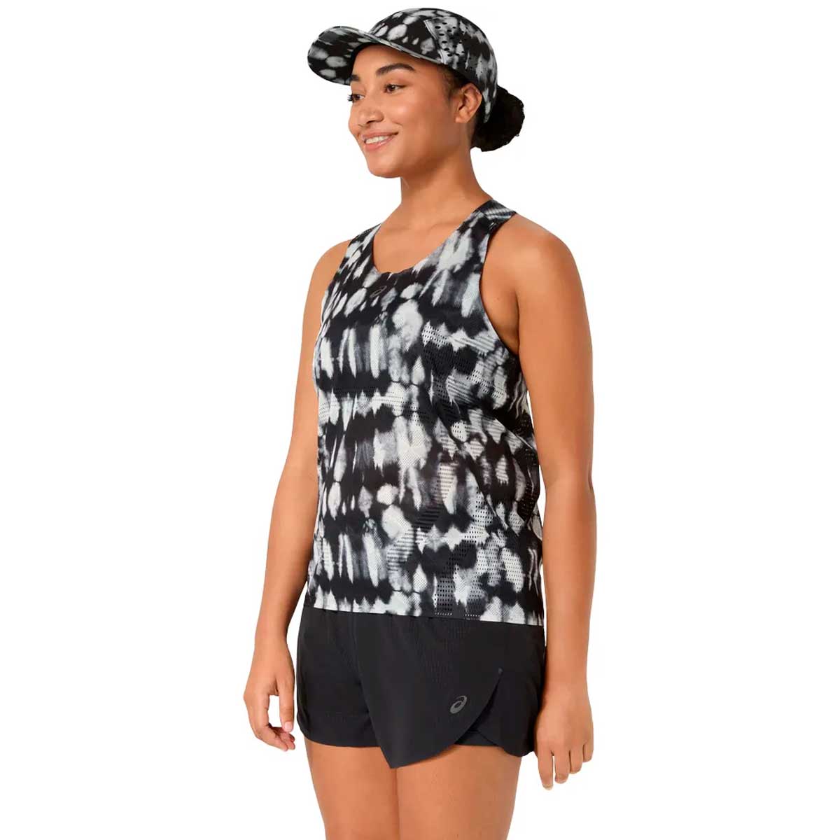 Playera Sin Manga Asics METARUN Tank Beige Negro Mujer