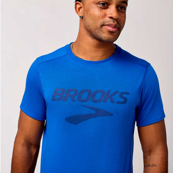 Playera Deportiva Brooks Distance Short Sleeve 3.0 Azul Hombre