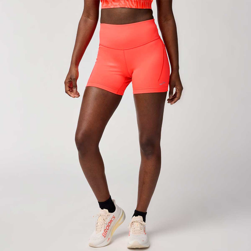Short Deportiva Brooks Spark 5" Short Tight Naranja Mujer