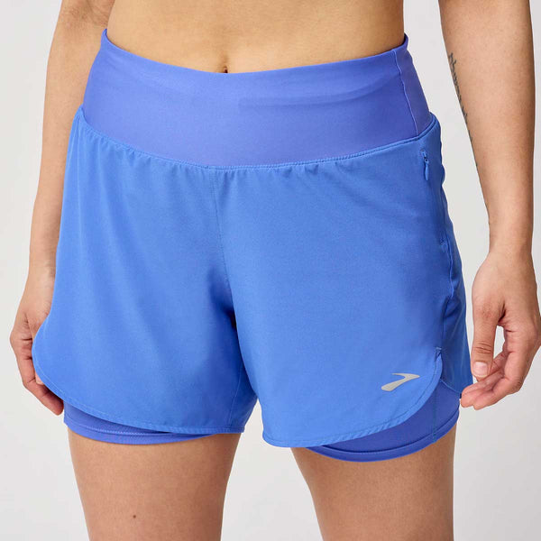 Short Deportiva Brooks Chaser 5" 2-in-1 Short 2.0 Azul Mujer