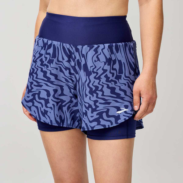 Short Deportiva Brooks Chaser 5" 2-in-1 Short 2.0 Multi Azul Mujer