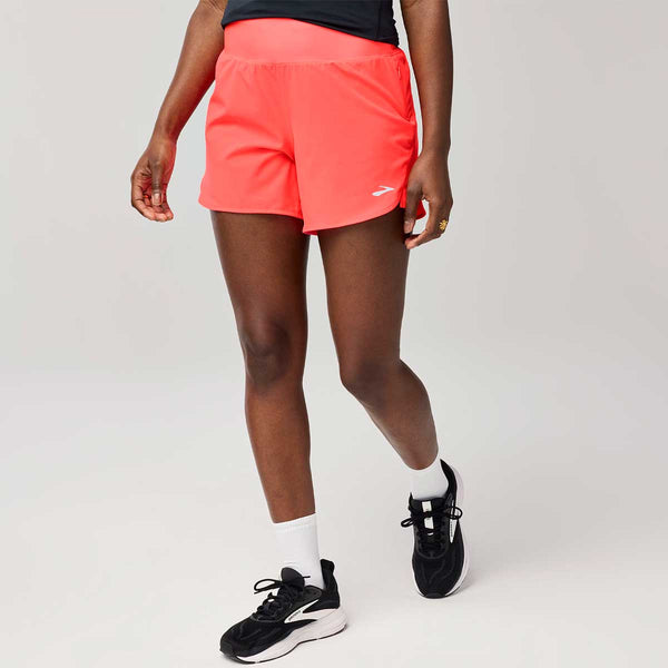 Short Deportiva Brooks Chaser 5" Short 2.0 Naranja Mujer