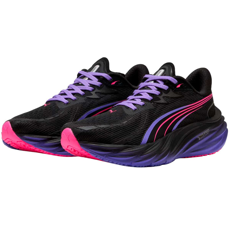 Tenis Puma Run Velocity NITRO 4 DT Negro Púrpura Mujer