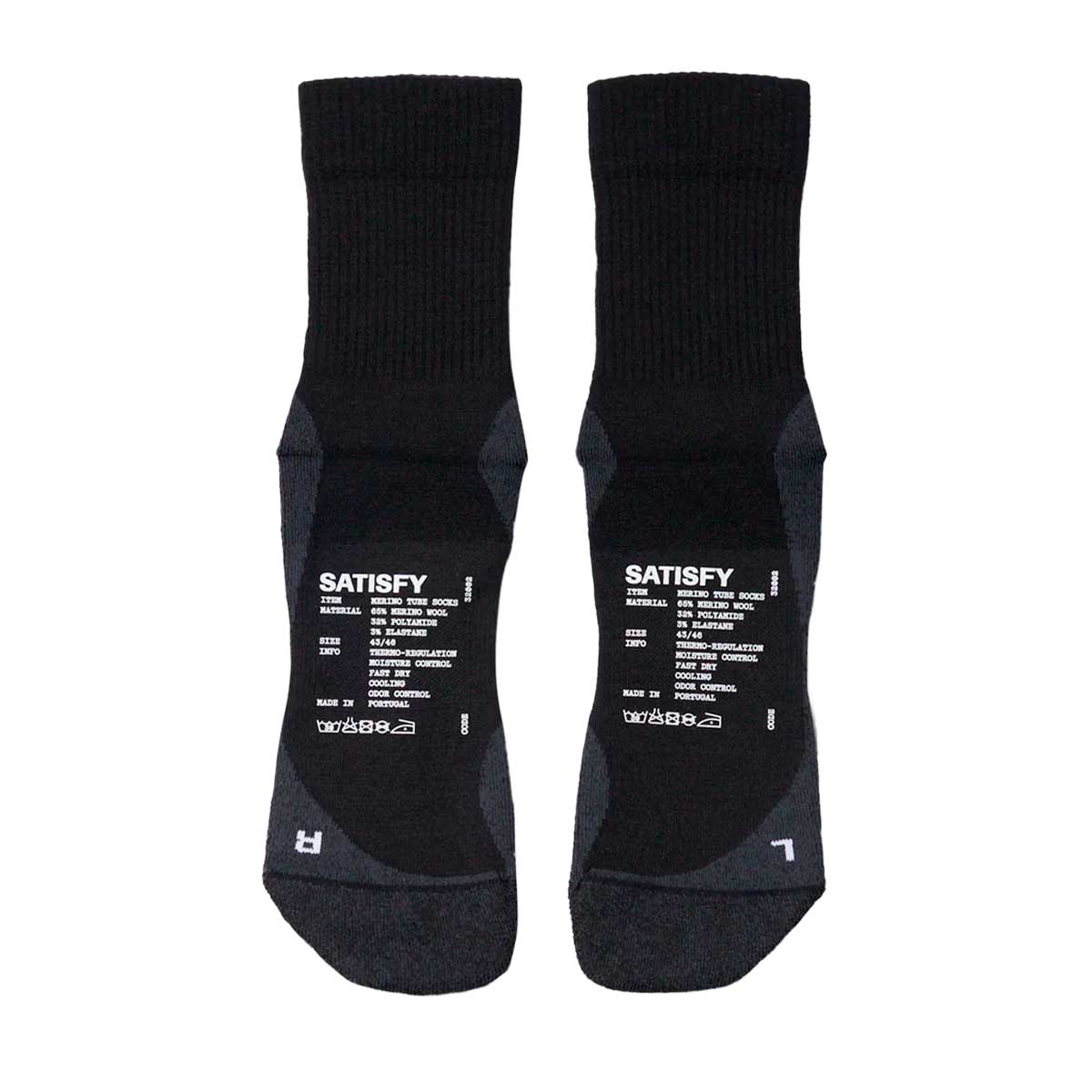 Calceta Deportiva Satisfy Merino Nylon Tube Negro Unisex