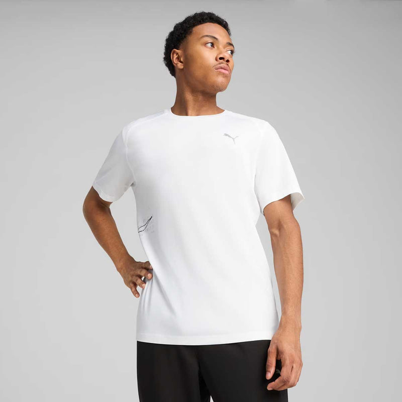 Playera Deportiva Puma RUN GRAPHIC MESH TEE Blanco Hombre