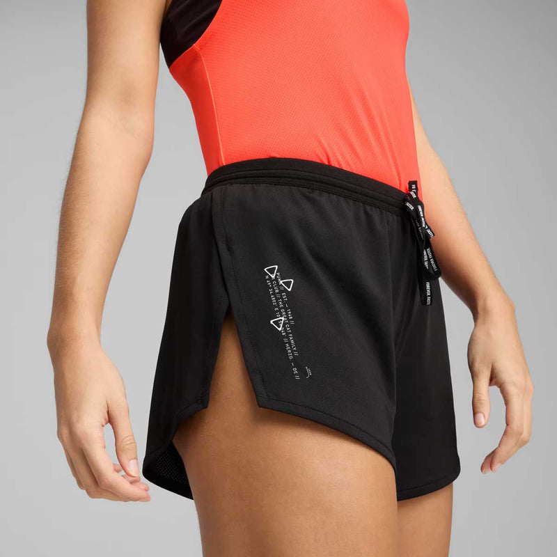 Short Deportivo Puma Con Abertura de 3" Negro Mujer