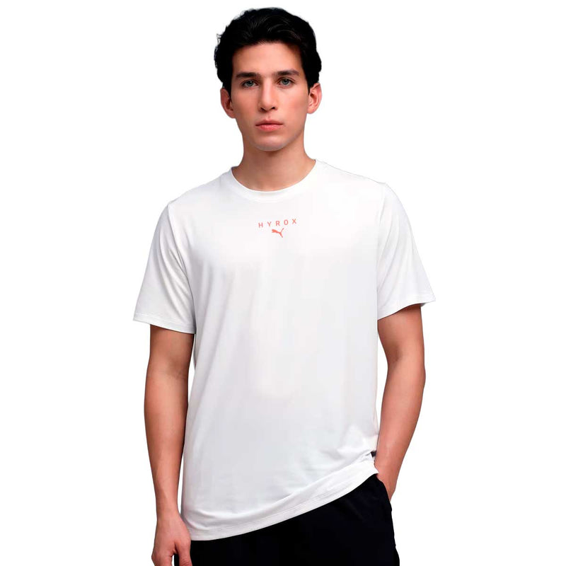 Playera Deportiva Puma ULTRASPUN Edición Hyrox Blanco Naranja Hombre