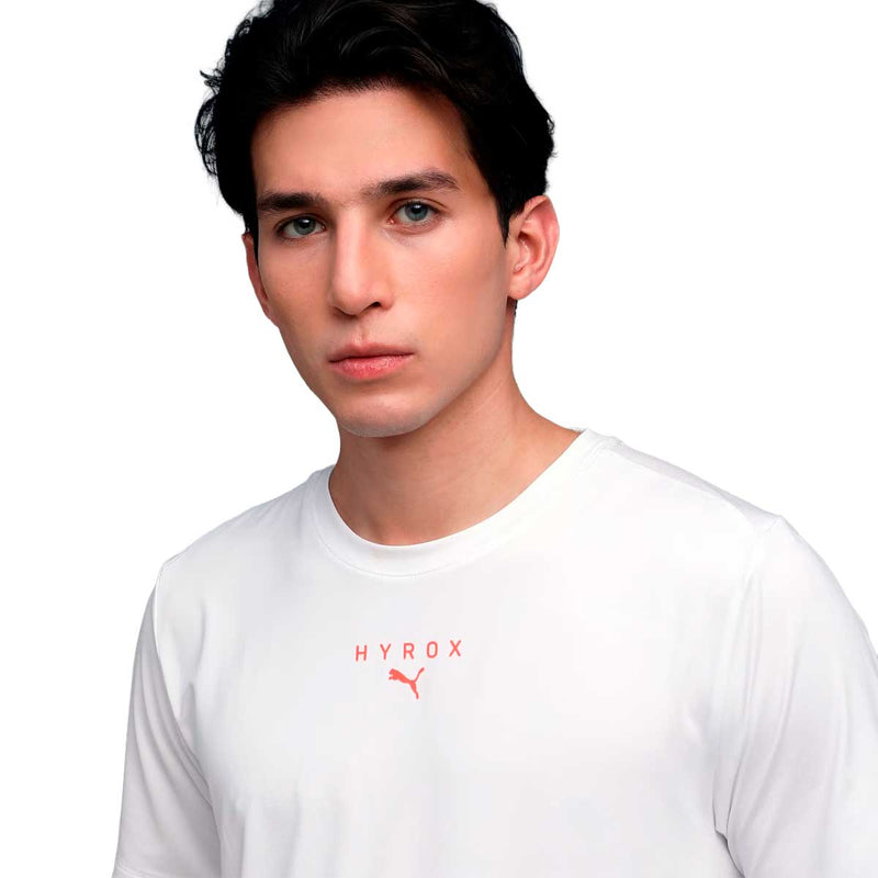 Playera Deportiva Puma ULTRASPUN Edición Hyrox Blanco Naranja Hombre