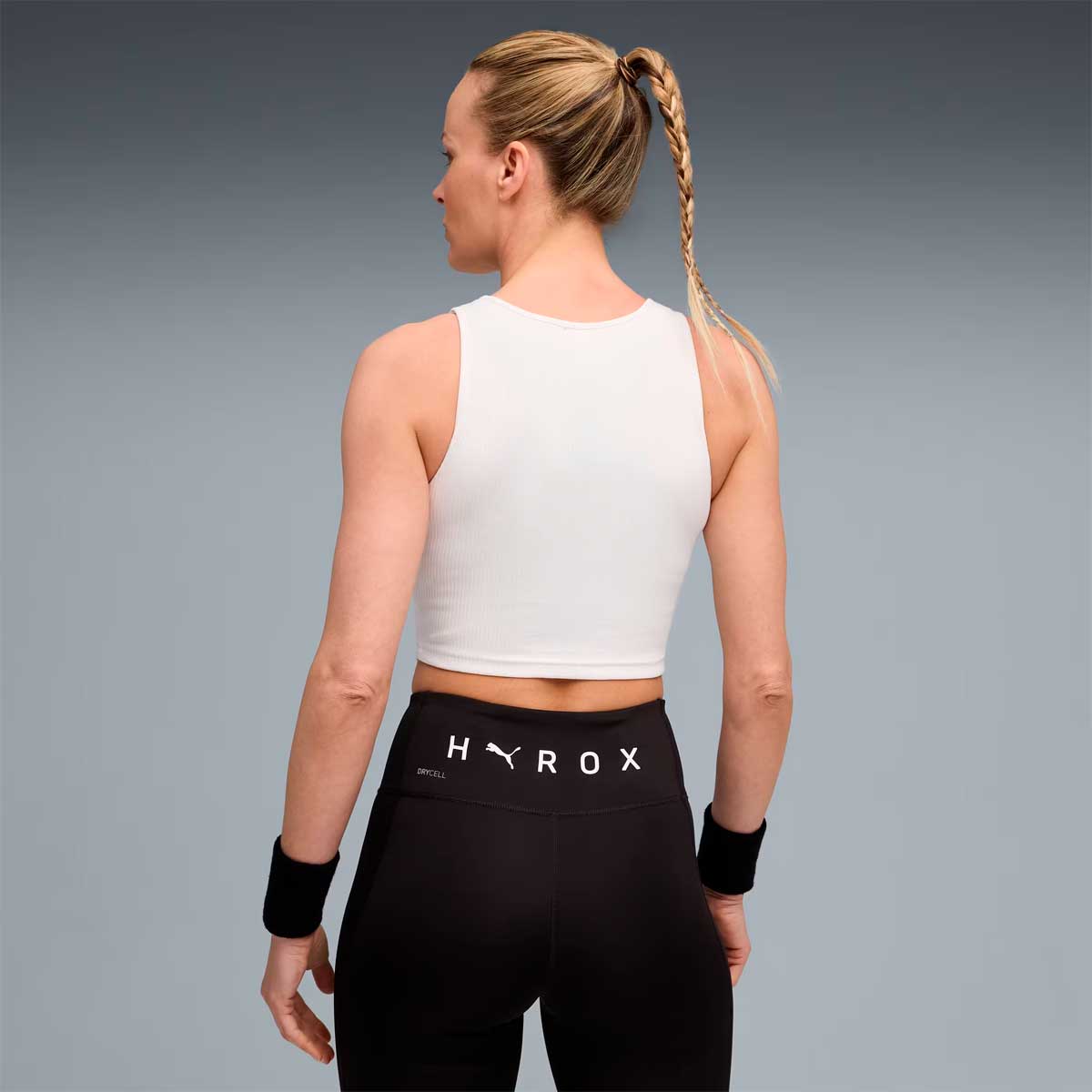 Top Deportivo Puma HYROX Rib Crop Tank Blanco Mujer