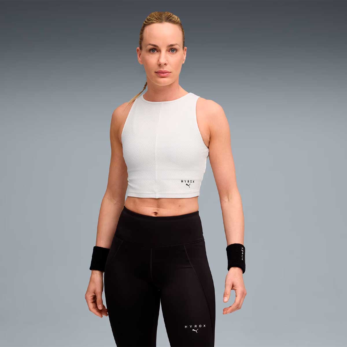 Top Deportivo Puma HYROX Rib Crop Tank Blanco Mujer