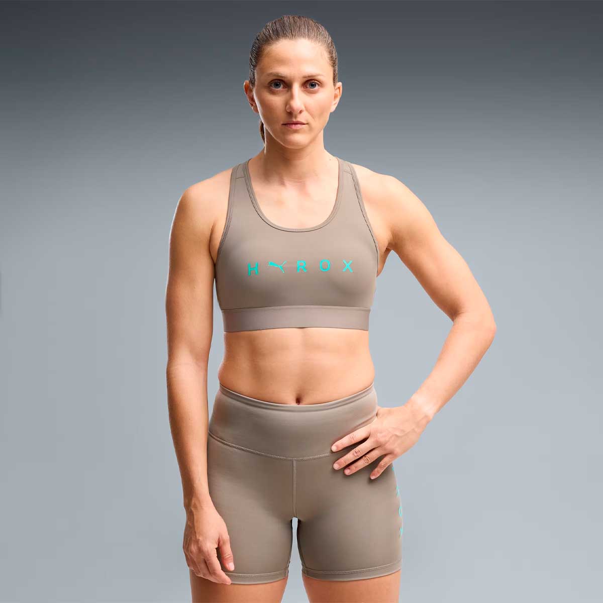 Top Deportivo Puma HYROX Mid Sports Bra Café Mujer