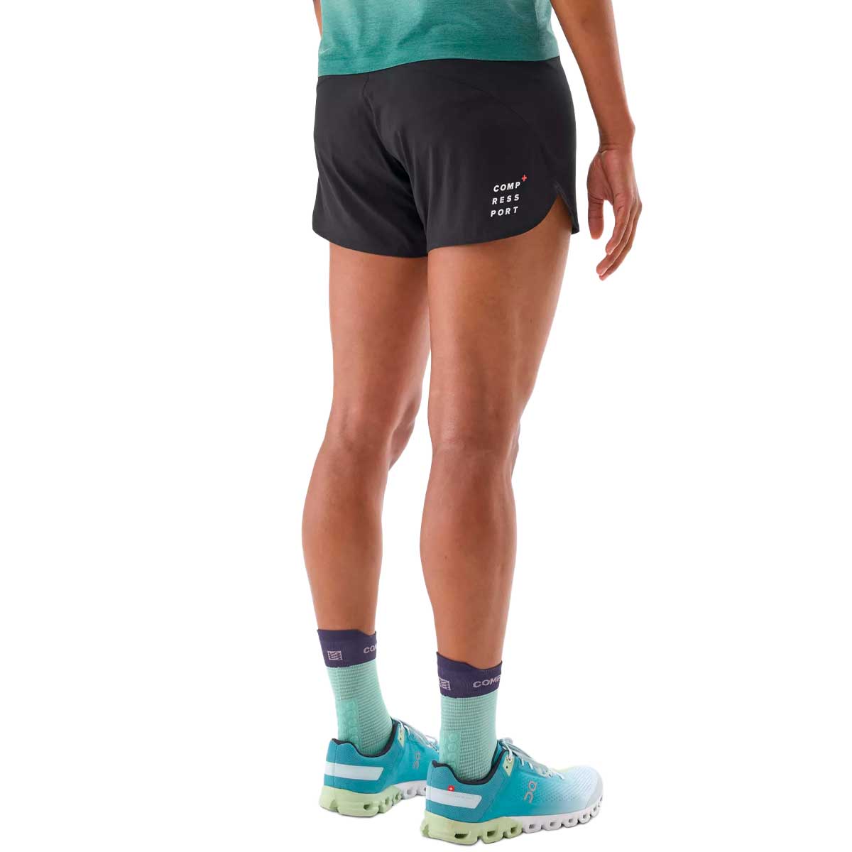 Short Deportivo Compressport Performance Short Black Mujer