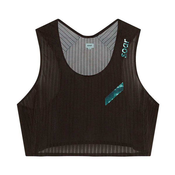 Crop Race Vest Soar Running Ultraliviano Negro Mujer