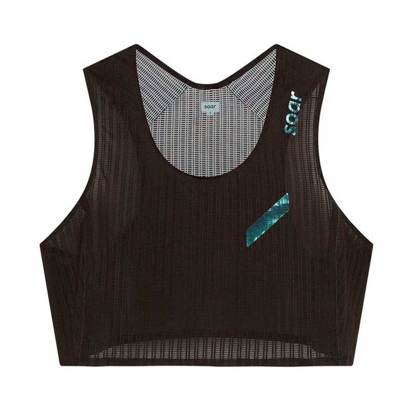 Crop Race Vest Soar Running Ultraliviano Negro Mujer