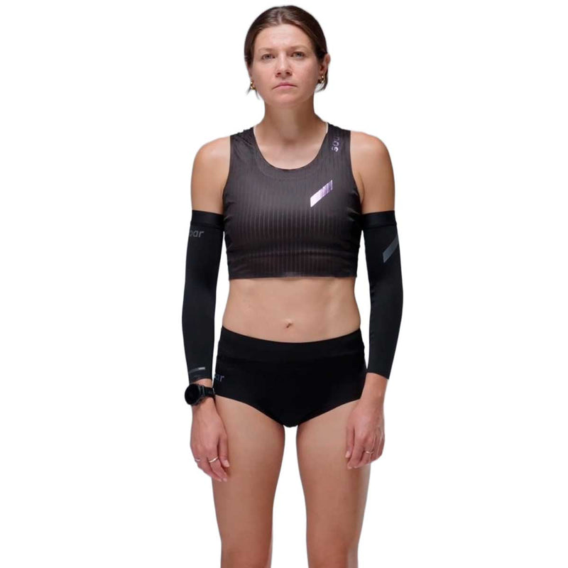 Crop Race Vest Soar Running Ultraliviano Negro Mujer