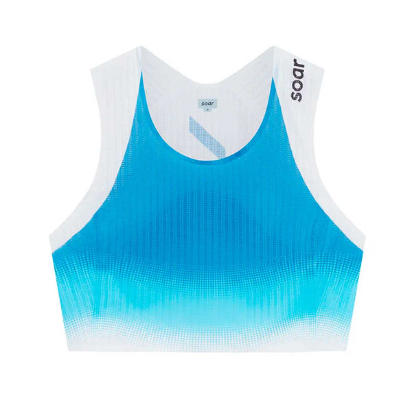Crop Race Vest Soar Running Ultraliviano Azul Blanco Mujer