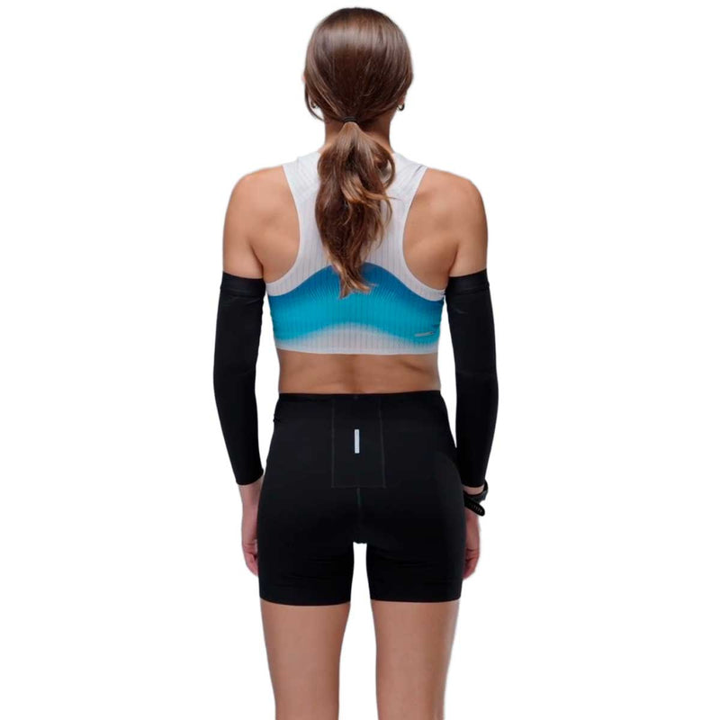 Crop Race Vest Soar Running Ultraliviano Azul Blanco Mujer