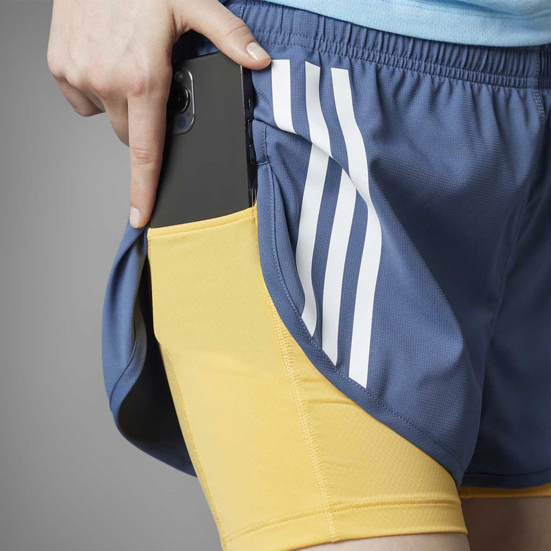 Short Deportivo Adidas OWN THE RUN Azul 2 EN 1 Mujer