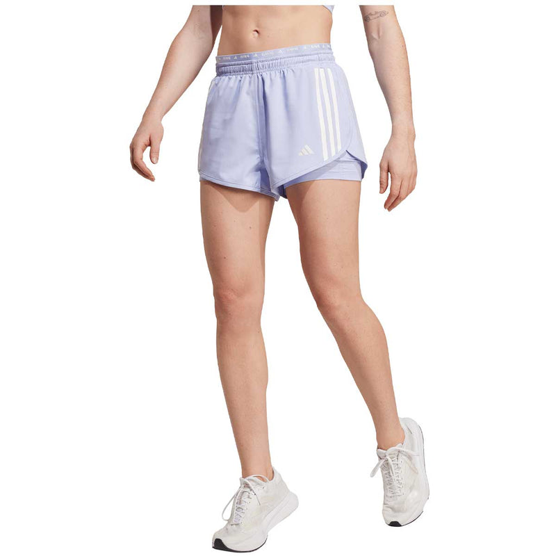 Short Deportivo Adidas Own the Run 3 Franjas 2 en 1 Lila Mujer