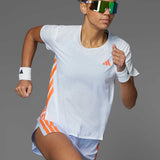 Playera Deportiva Adidas Adizero Running Blanco Naranja Mujer