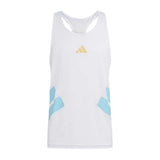 Playera Adidas Sin Mangas ADIZERO Blanco Celeste Hombre