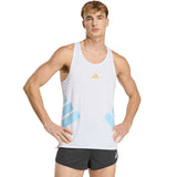 Playera Adidas Sin Mangas ADIZERO Blanco Celeste Hombre