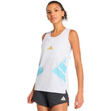 Playera Adidas Sin Mangas ADIZERO Blanco Azul Mujer