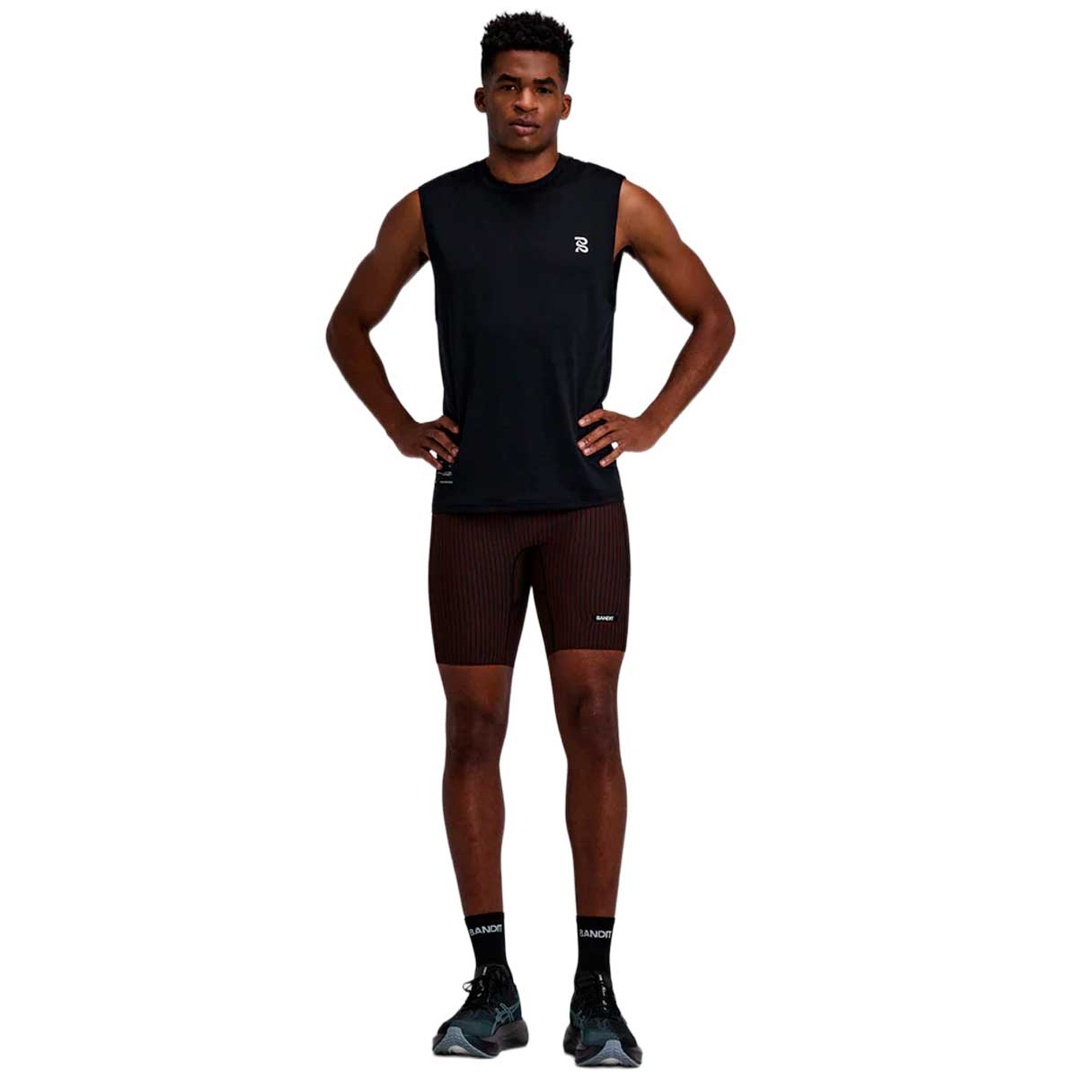 Short Bandit Striped Cadence™ 7 Pocket Lined Half Tights Cacao Black Hombre