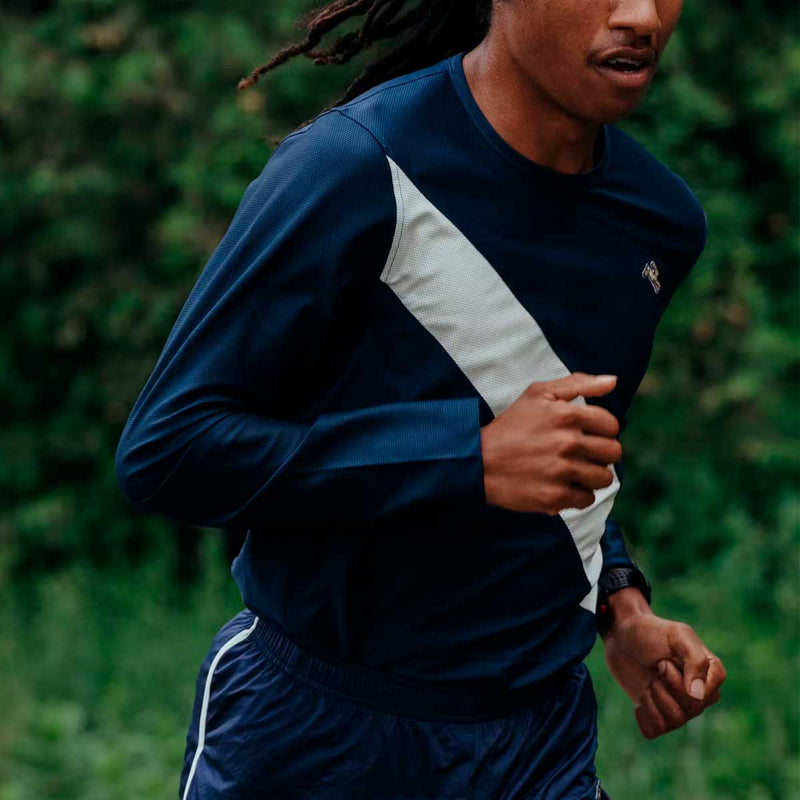 Playera Manga Larga Deportiva Tracksmith Navy Ivory Hombre