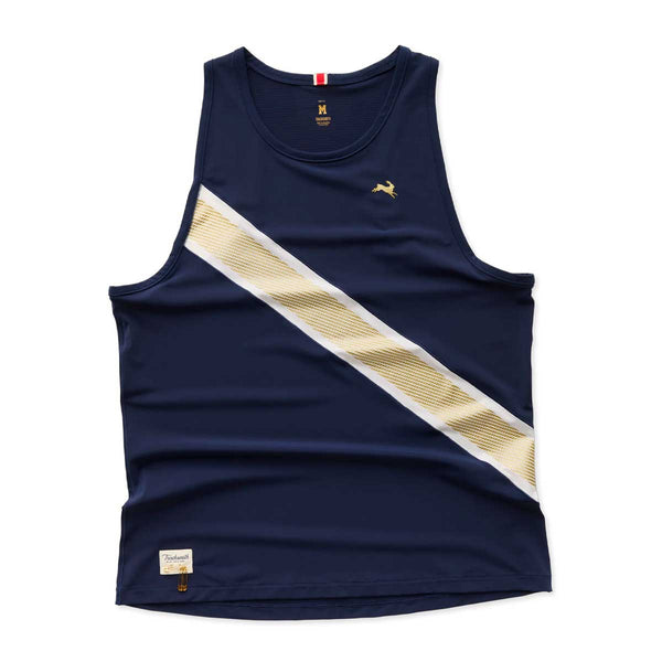 Playera Deportiva Tracksmith Strata Singlet Navy Dorado Hombre