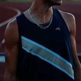 Playera Deportiva Tracksmith Strata Singlet Navy Dorado Hombre