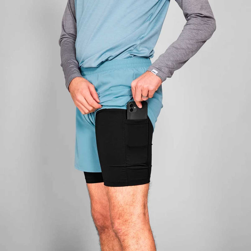 Short Deportivo Saysky 2 IN 1 PACE SHORTS 5" Azul Cielo Hombre