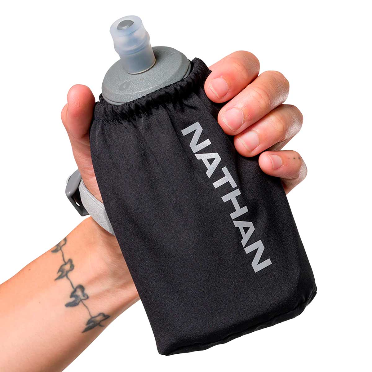 Bote de Mano Nathan Pinnacle Soft Flask Handheld 18oz Black Silver